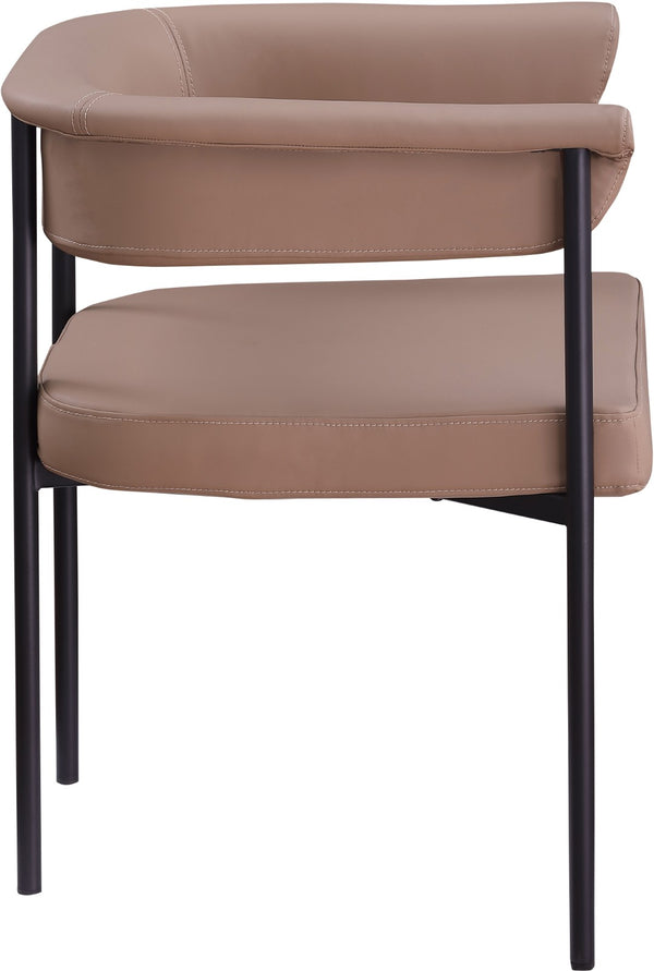 Meridian Furniture Malin Upholstered Dining Chair with Matte Black Iron Frame for Modern Rooms Tan Vegan Leather 427Tan-C