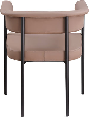 Meridian Furniture Malin Upholstered Dining Chair with Matte Black Iron Frame for Modern Rooms Tan Vegan Leather 427Tan-C