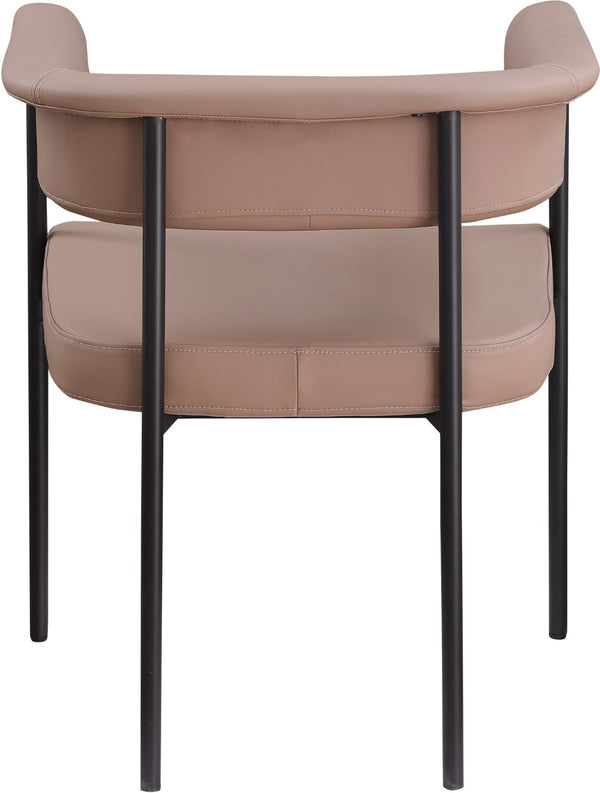 Meridian Furniture Malin Upholstered Dining Chair with Matte Black Iron Frame for Modern Rooms Tan Vegan Leather 427Tan-C