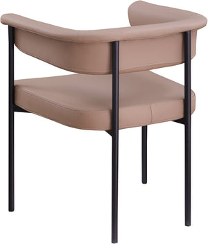 Meridian Furniture Malin Upholstered Dining Chair with Matte Black Iron Frame for Modern Rooms Tan Vegan Leather 427Tan-C