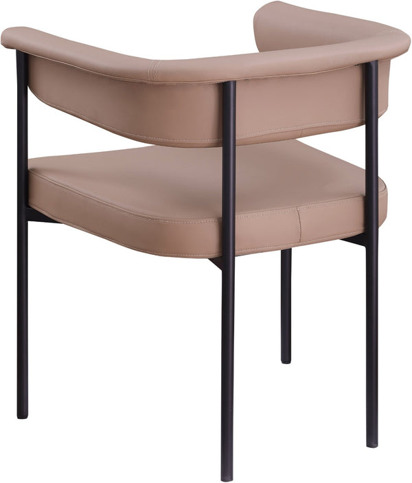 Meridian Furniture Malin Upholstered Dining Chair with Matte Black Iron Frame for Modern Rooms Tan Vegan Leather 427Tan-C