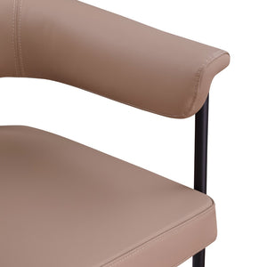Meridian Furniture Malin Upholstered Dining Chair with Matte Black Iron Frame for Modern Rooms Tan Vegan Leather 427Tan-C