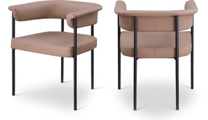 Meridian Furniture Malin Upholstered Dining Chair with Matte Black Iron Frame for Modern Rooms Tan Vegan Leather 427Tan-C