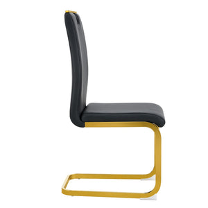 English Elm Modern Cantilever Gold Frame Pu Leather Dining Chairs Glam Set of Four W3875P372953