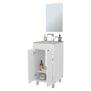 English Elm Saratoga Space-Saving Bathroom Cabinet with 2 Soft-Close Doors, White Melamine, Scratch-Resistant Finish B128P314812