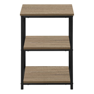 English Elm Accent 3-Tier Side Table with X-Frame Metal Base, Space-Saving End Table with Shelves for Living Room taupe 27 L x 20 W x 5 H B2710P219352