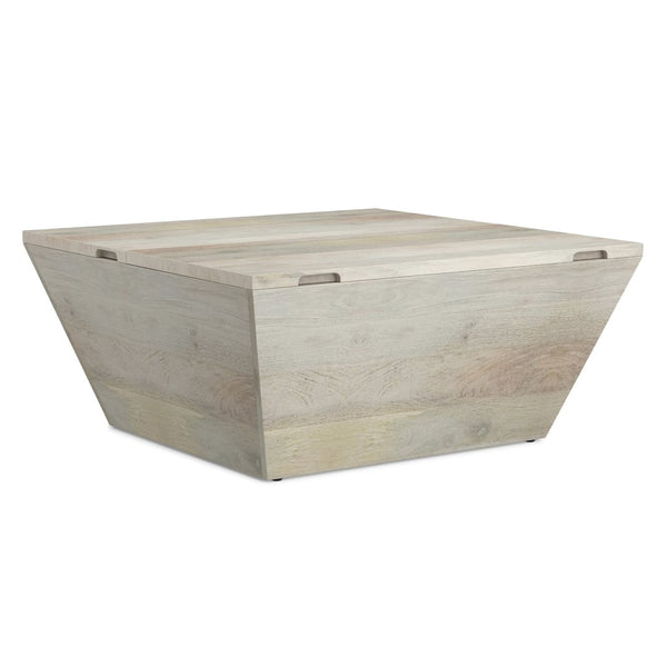 English Elm Abba Solid Mango Wood Lift Top Coffee Table with Dual Hidden Storage Compartments White B136P429096