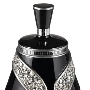 English Elm 14" Luxurious Polyresin Jewelry Box Stellaire — Black & Silver Bejeweled Bow Tassel Decorative Gift B072116366