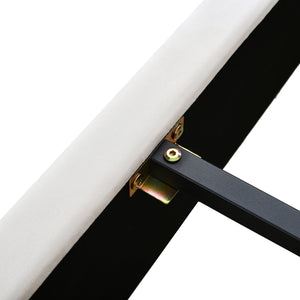 English Elm Queen Upholstered Velvet Platform Bed with Dual USB Outlets, Built-In Pillows, Shelves & 500lb Support WF324746AAA