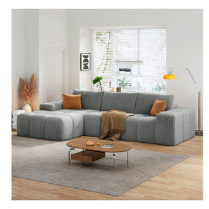 English Elm L-Shaped Modular Sofa With No Assembly, Deep Seating, Soft Flannelette, Perfect For Modern Spaces W3737S00005