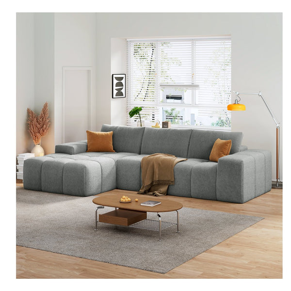 English Elm L-Shaped Modular Sofa With No Assembly, Deep Seating, Soft Flannelette, Perfect For Modern Spaces W3737S00005