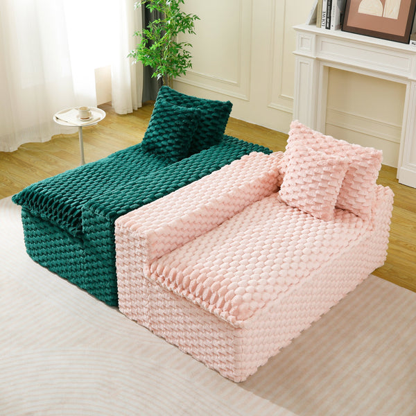 English Elm Luxury Color-Block Turtle Velvet Multifunctional Sofa - Cozy Modular Design For Stylish Living Spaces W3371S00054