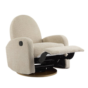 English Elm 360 Swivel Glider Recliner with Solid Wood Base Contemporary Upholstered Lounge Chair Almond N771P363407V