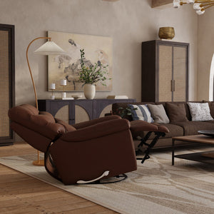 English Elm Global Home Swivel Glider Recliner In Oslo Pecan - Luxurious Comfort With 360° Motion & Leather Finish B339P333952