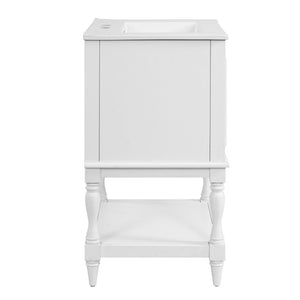 English Elm 24'' French Style Bathroom Vanity with Ceramic Sink Soft Close Cabinet and Drawer White N710P411341K