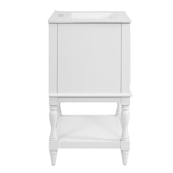 English Elm 24'' French Style Bathroom Vanity with Ceramic Sink Soft Close Cabinet and Drawer White N710P411341K