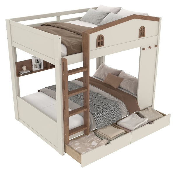 English Elm Twin Triple Metal Bunk Bed Matte Powder Coated Frame with Full Safety Guardrails W1580S00637