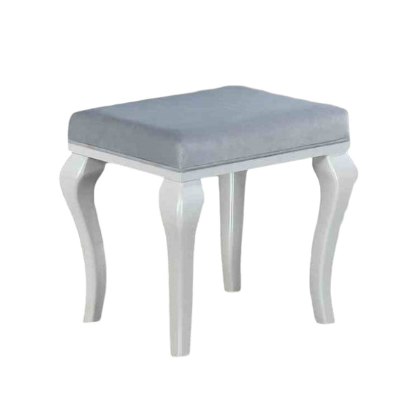 English Elm Glam Elegant Vanity Set with LED Mirror, Plush Stool, Ample Storage, Felt-Lined Drawers, Chic Finish White 41 L x 33 W x 8 H B2741S00679