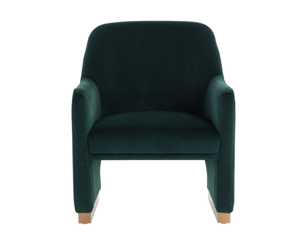 Sunpan JAIME Lounge Chair - Elegant Meg Dark Emerald Upholstery with Gold Base for Modern Living Spaces 109568