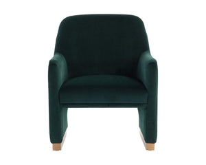 Sunpan JAIME Lounge Chair - Elegant Meg Dark Emerald Upholstery with Gold Base for Modern Living Spaces 109568
