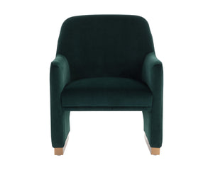 Sunpan Jaime Lounge Chair - Elegant Upholstered Seating with Gold Stainless Steel Base for Stylish Spaces Meg Dark Emerald