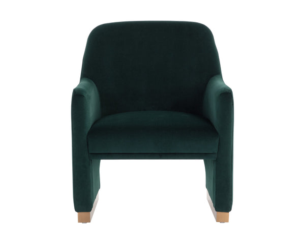 Sunpan Jaime Lounge Chair - Elegant Upholstered Seating with Gold Stainless Steel Base for Stylish Spaces Meg Dark Emerald