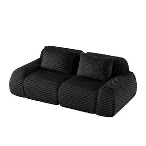 English Elm 82" Modular Sectional Sofa Flannelette Upholstery Deep Seat No Assembly Living Room Black W714P377097
