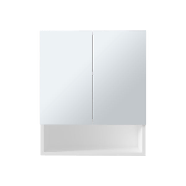 English Elm Wanna 23" High Double Door Medicine Cabinet with Open Shelf, Adjustable Shelves, Sleek White MDF B070P286459