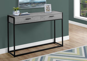 English Elm Accent Table with Storage Drawer and Glass Shelf, Modern Metal Frame End Table for Living Room Bedroom Grey 50 L x 15 W x 6 H B2710P219318