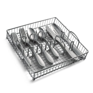 Lenox Yardena 42 Piece Stainless Flatware Set with Teardrop Handles and Chrome Storage Caddy 4280K9P548