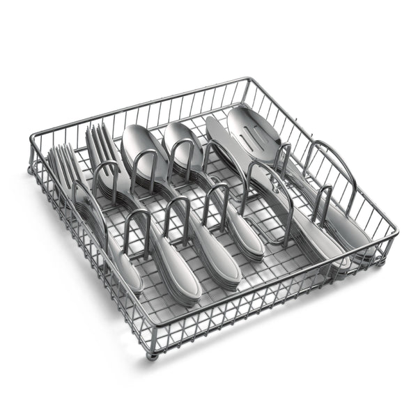 Lenox Yardena 42 Piece Stainless Flatware Set with Teardrop Handles and Chrome Storage Caddy 4280K9P548