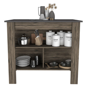 English Elm Brooklyn Kitchen Island With Spacious Work Surface & 3 Concealed Shelves For Organized Storage B128P148879