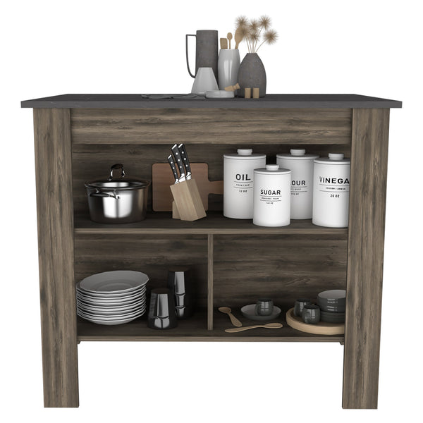 English Elm Brooklyn Kitchen Island With Spacious Work Surface & 3 Concealed Shelves For Organized Storage B128P148879