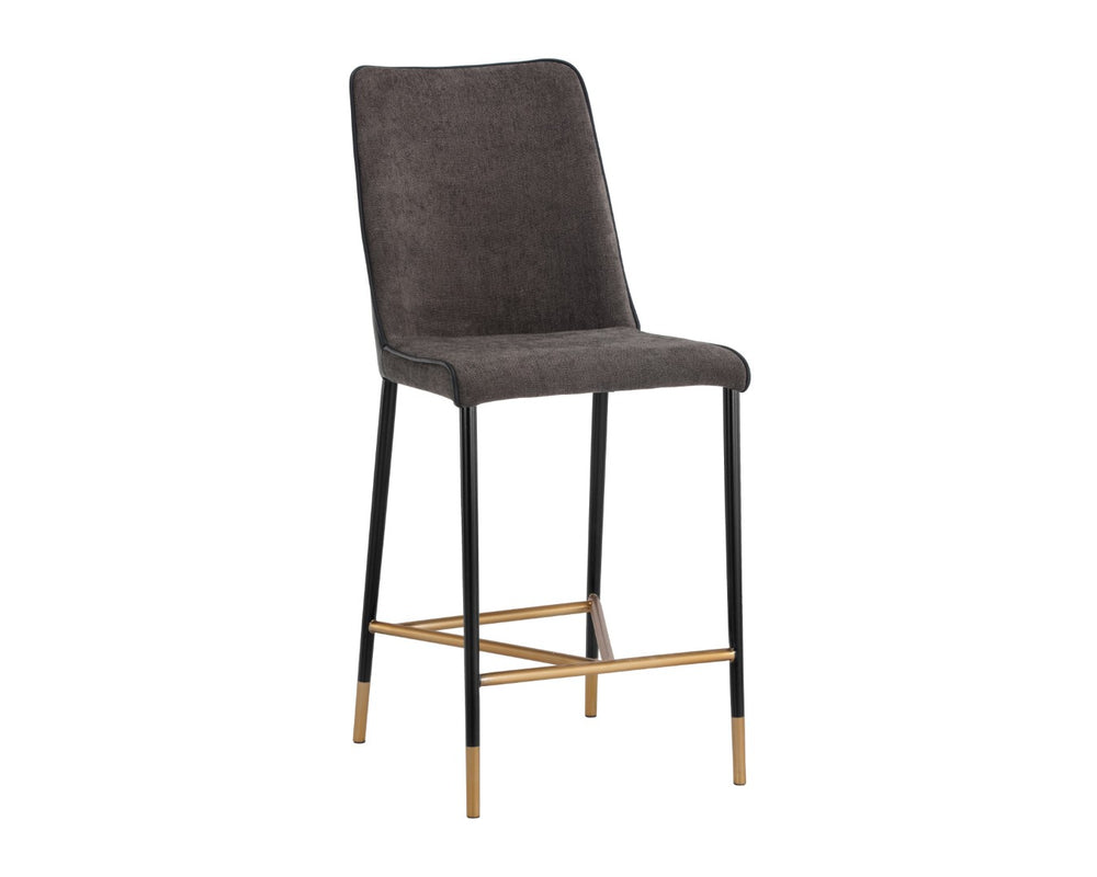 Sunpan KLAUS Counter Stool - Stylish Sparrow Grey Fabric & Napa Black Faux Leather for Modern Spaces 106037