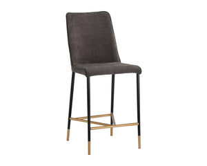 Sunpan KLAUS Counter Stool - Stylish Sparrow Grey Fabric & Napa Black Faux Leather for Modern Spaces 106037