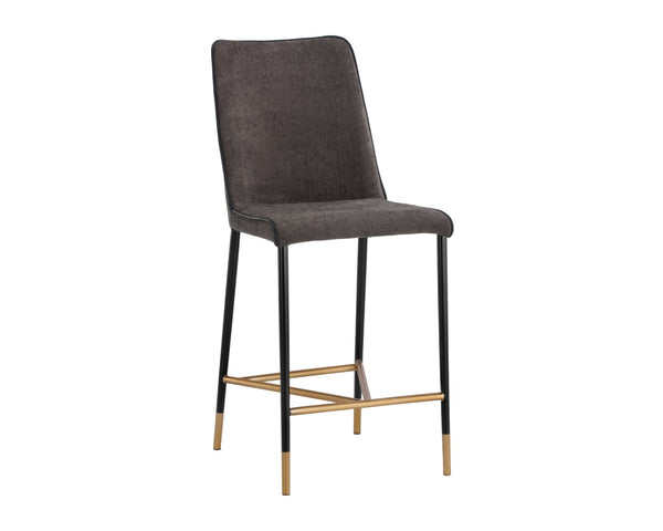 Sunpan KLAUS Counter Stool - Stylish Sparrow Grey Fabric & Napa Black Faux Leather for Modern Spaces 106037