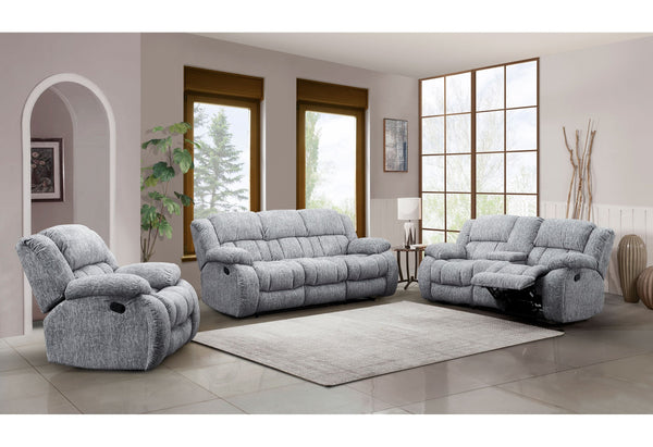 English Elm STONIC Gray Glider Recliner with Plush Zaftig Fabric, Manual Recline, Soft-Close Console, Cozy Cushioning B201P216013