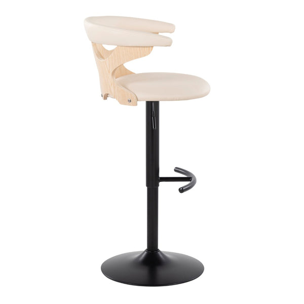 English Elm Contemporary Swivel Barstools with Cut-out Back Faux Leather Seat and Wood Accents Set B202S00872