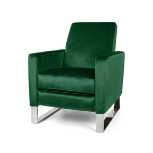 English Elm Christopher Knight Home® - Arvin Plush Push-Back Recliner with Stainless Steel Legs — Modern Fabric Comfort for Living Rooms Emerald 65272.00NVLTEMD