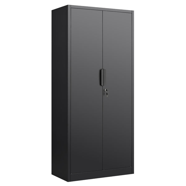 English Elm 72-inch Steel Locking Office Cabinet with 4 Adjustable Shelves for Legal File Storage Black T3625P400653