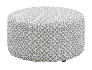 English Elm Wallace & Bay - Gray Round Ottoman — Contemporary Gray Lattice Accent Pouf with Engineered Wood Frame, 35" Square, Easy Care B2709P212485