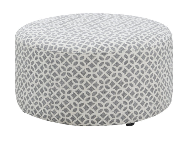 English Elm Wallace & Bay - Gray Round Ottoman — Contemporary Gray Lattice Accent Pouf with Engineered Wood Frame, 35" Square, Easy Care B2709P212485