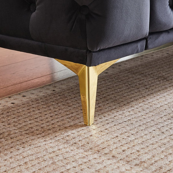 English Elm Fx Modern Velvet Sofa Combo - 3-Seater & 2-Seater Set With Metal Legs & 4 Plush Cushions For Comfort W1926S00076