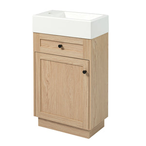 English Elm 18.5" Rustic Bathroom Vanity with Reversible Resin Sink, Wood Grain Melamine, Soft-Close Door, Adjustable Shelf N729P285512N