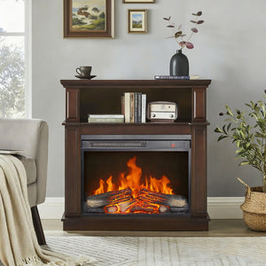English Elm 23 Inch Electric Fireplace Insert Ultra Thin Led Log Flame Heater with Remote Timer W1769P345281