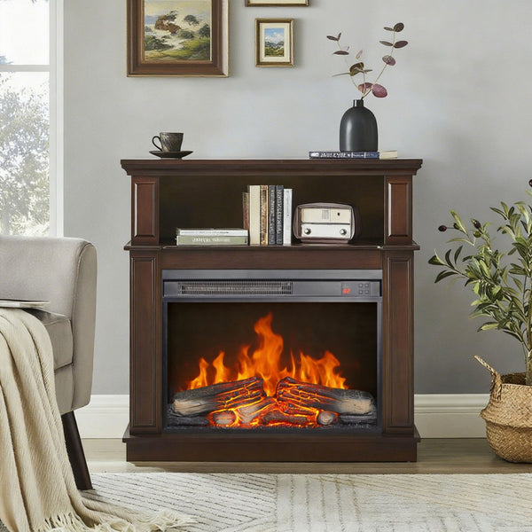 English Elm 23 Inch Electric Fireplace Insert Ultra Thin Led Log Flame Heater with Remote Timer W1769P345281
