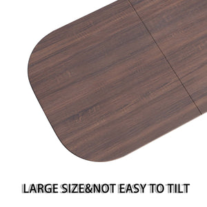 English Elm 63" Modern Mid-Century Brown Mdf Dining Table & 4 Pu Armless Chairs Set For Stylish Entertaining W2189S00671