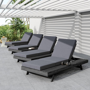 English Elm Lounge Chaise Outdoor Acacia Wood Slatted Frame with Water Resistant Cushion Resort Style Black,Dark Grey N770P442B26G
