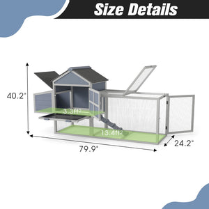 English Elm Outdoor Pinewood Hen House with Nesting Box Run Ramp and Waterproof Asphalt Roof W2181P356236