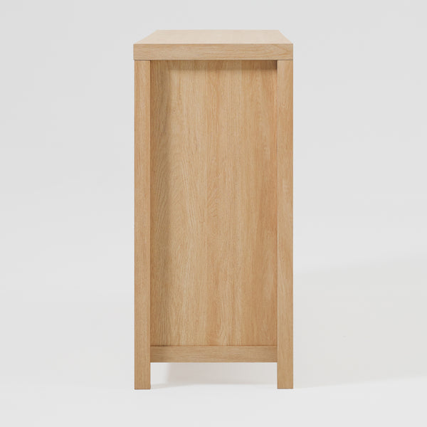 58" 4-Door Sideboard w/ Arched Rattan Panels Coastal Oak SAHD5DCO Walker Edison